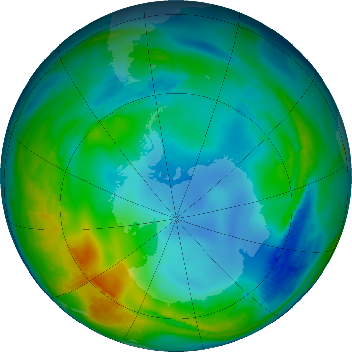 Antarctic ozone map for 04 June 1986